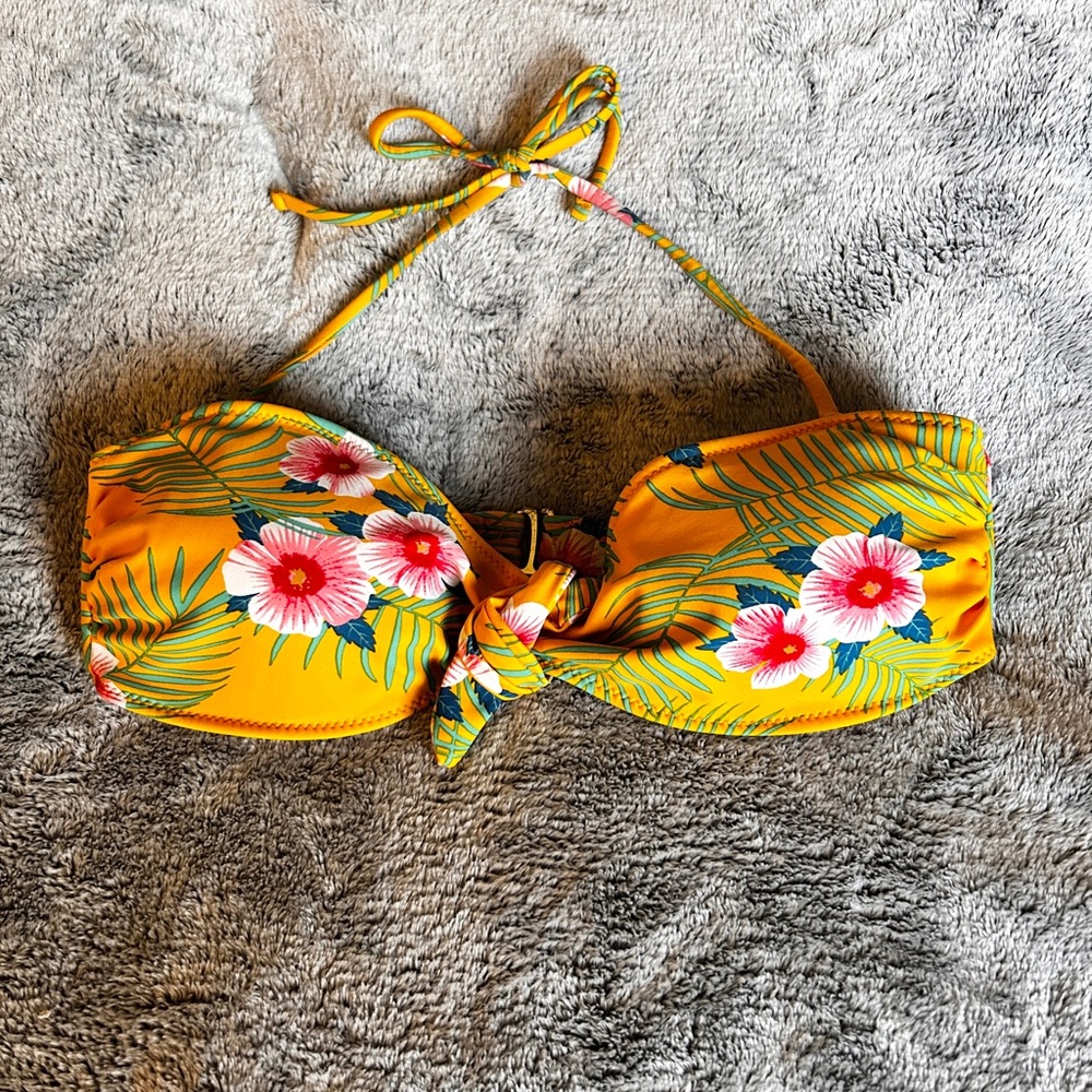 Tropical Floral Bandeau Bikini Top